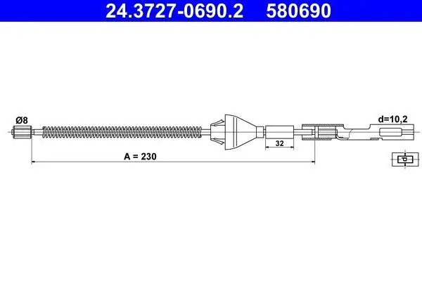 Seilzug, Feststellbremse hinten ATE 24.3727-0690.2
