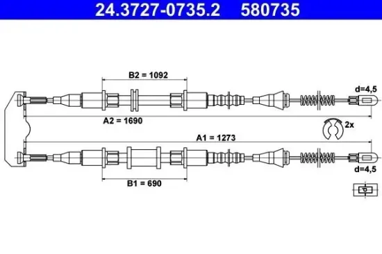 Seilzug, Feststellbremse ATE 24.3727-0735.2 Bild Seilzug, Feststellbremse ATE 24.3727-0735.2