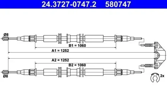 Seilzug, Feststellbremse hinten ATE 24.3727-0747.2 Bild Seilzug, Feststellbremse hinten ATE 24.3727-0747.2