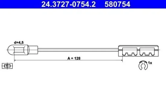 Seilzug, Feststellbremse hinten ATE 24.3727-0754.2 Bild Seilzug, Feststellbremse hinten ATE 24.3727-0754.2