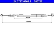 Seilzug, Feststellbremse hinten links ATE 24.3727-0769.2