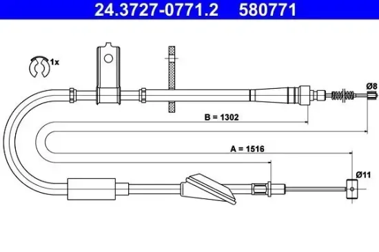 Seilzug, Feststellbremse ATE 24.3727-0771.2 Bild Seilzug, Feststellbremse ATE 24.3727-0771.2