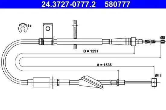 Seilzug, Feststellbremse hinten links ATE 24.3727-0777.2 Bild Seilzug, Feststellbremse hinten links ATE 24.3727-0777.2