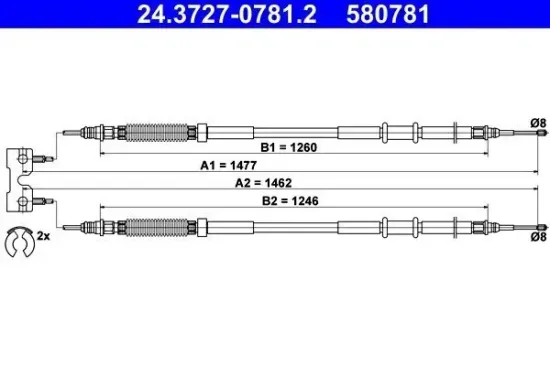 Seilzug, Feststellbremse ATE 24.3727-0781.2 Bild Seilzug, Feststellbremse ATE 24.3727-0781.2