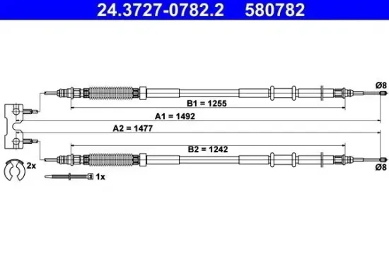 Seilzug, Feststellbremse hinten ATE 24.3727-0782.2 Bild Seilzug, Feststellbremse hinten ATE 24.3727-0782.2