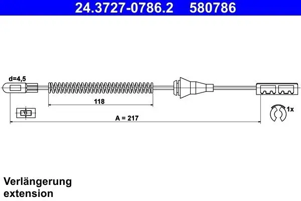 Seilzug, Feststellbremse hinten ATE 24.3727-0786.2