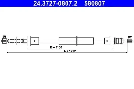 Seilzug, Feststellbremse hinten ATE 24.3727-0807.2 Bild Seilzug, Feststellbremse hinten ATE 24.3727-0807.2