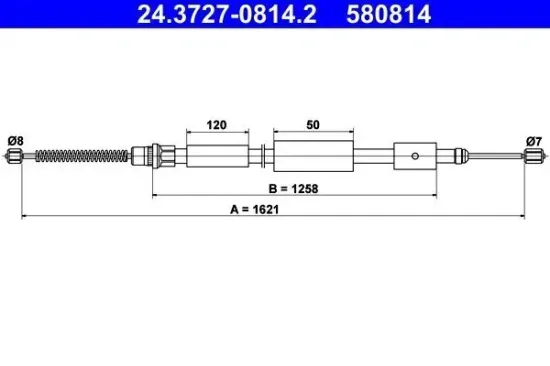 Seilzug, Feststellbremse hinten links ATE 24.3727-0814.2 Bild Seilzug, Feststellbremse hinten links ATE 24.3727-0814.2