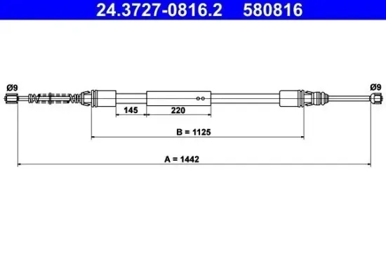Seilzug, Feststellbremse hinten ATE 24.3727-0816.2 Bild Seilzug, Feststellbremse hinten ATE 24.3727-0816.2