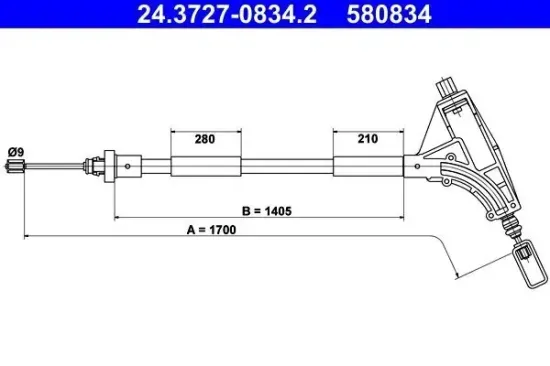 Seilzug, Feststellbremse ATE 24.3727-0834.2 Bild Seilzug, Feststellbremse ATE 24.3727-0834.2
