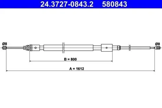 Seilzug, Feststellbremse hinten ATE 24.3727-0843.2 Bild Seilzug, Feststellbremse hinten ATE 24.3727-0843.2