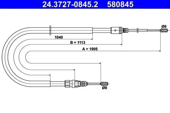 Seilzug, Feststellbremse hinten ATE 24.3727-0845.2 Bild Seilzug, Feststellbremse hinten ATE 24.3727-0845.2