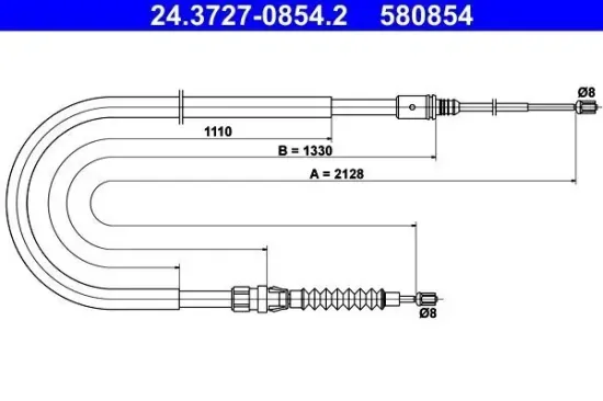 Seilzug, Feststellbremse hinten ATE 24.3727-0854.2 Bild Seilzug, Feststellbremse hinten ATE 24.3727-0854.2
