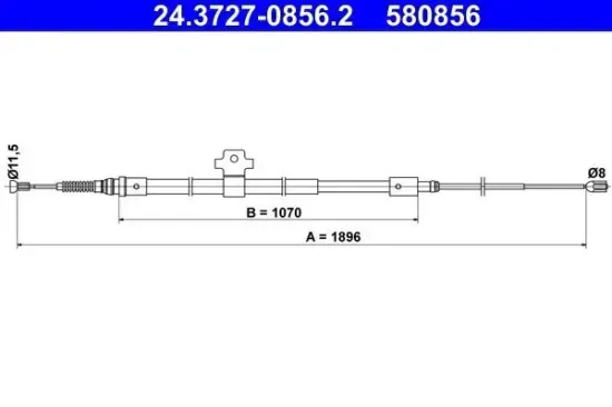 Seilzug, Feststellbremse hinten links ATE 24.3727-0856.2 Bild Seilzug, Feststellbremse hinten links ATE 24.3727-0856.2