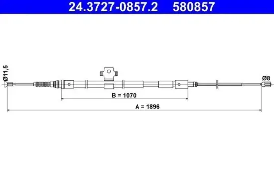 Seilzug, Feststellbremse hinten rechts ATE 24.3727-0857.2 Bild Seilzug, Feststellbremse hinten rechts ATE 24.3727-0857.2