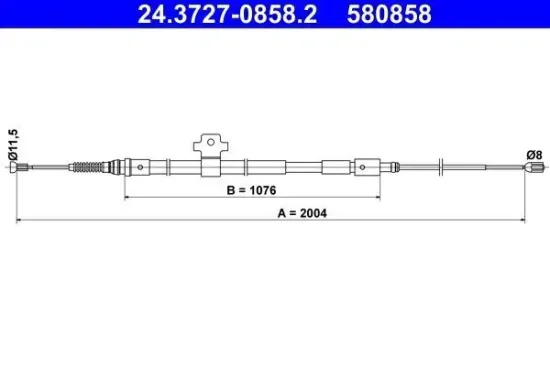 Seilzug, Feststellbremse hinten links ATE 24.3727-0858.2 Bild Seilzug, Feststellbremse hinten links ATE 24.3727-0858.2