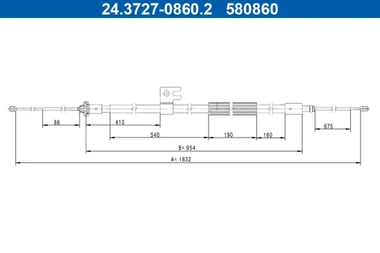 Seilzug, Feststellbremse hinten ATE 24.3727-0860.2 Bild Seilzug, Feststellbremse hinten ATE 24.3727-0860.2