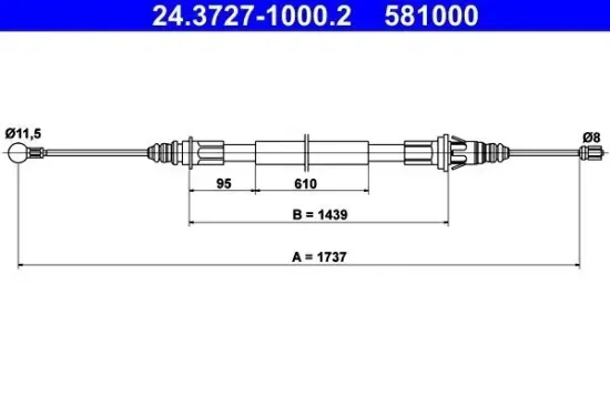 Seilzug, Feststellbremse ATE 24.3727-1000.2 Bild Seilzug, Feststellbremse ATE 24.3727-1000.2