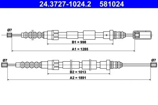 Seilzug, Feststellbremse hinten ATE 24.3727-1024.2 Bild Seilzug, Feststellbremse hinten ATE 24.3727-1024.2