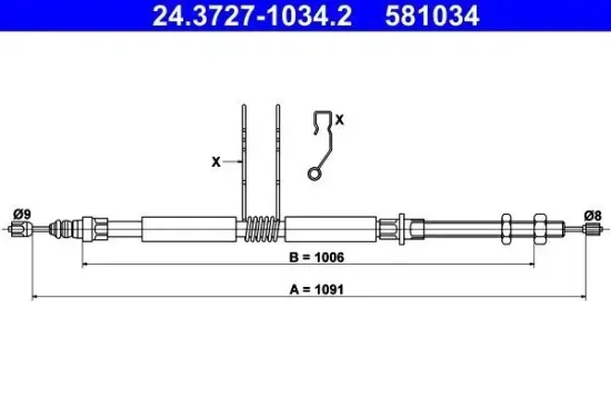 Seilzug, Feststellbremse ATE 24.3727-1034.2 Bild Seilzug, Feststellbremse ATE 24.3727-1034.2