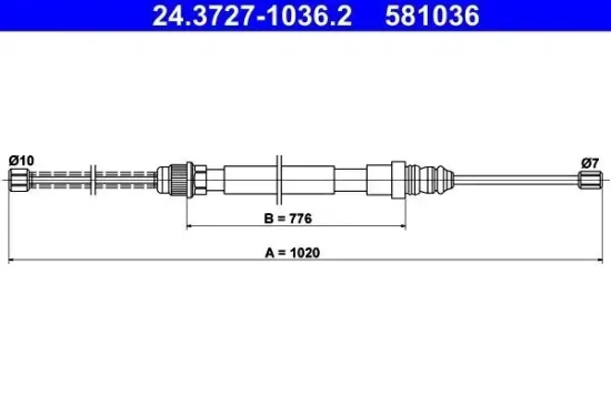 Seilzug, Feststellbremse ATE 24.3727-1036.2 Bild Seilzug, Feststellbremse ATE 24.3727-1036.2