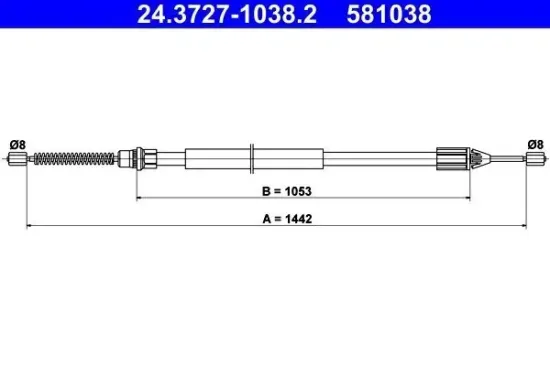 Seilzug, Feststellbremse hinten ATE 24.3727-1038.2 Bild Seilzug, Feststellbremse hinten ATE 24.3727-1038.2