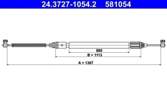 Seilzug, Feststellbremse hinten ATE 24.3727-1054.2 Bild Seilzug, Feststellbremse hinten ATE 24.3727-1054.2