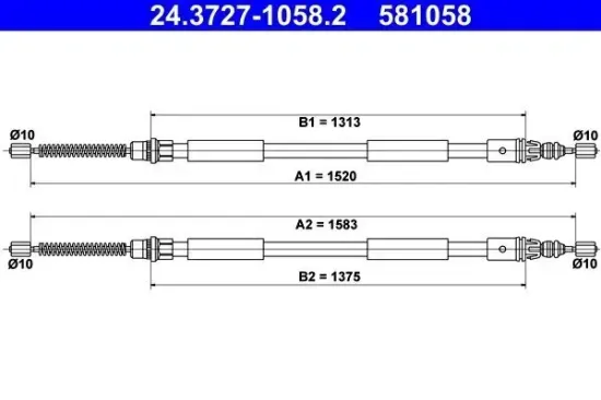 Seilzug, Feststellbremse hinten ATE 24.3727-1058.2 Bild Seilzug, Feststellbremse hinten ATE 24.3727-1058.2