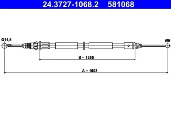Seilzug, Feststellbremse ATE 24.3727-1068.2 Bild Seilzug, Feststellbremse ATE 24.3727-1068.2