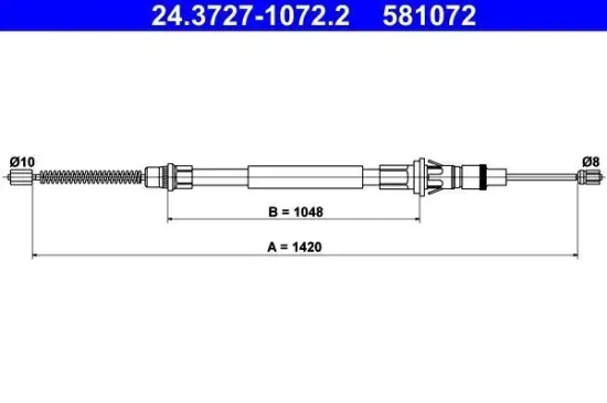 Seilzug, Feststellbremse hinten ATE 24.3727-1072.2 Bild Seilzug, Feststellbremse hinten ATE 24.3727-1072.2