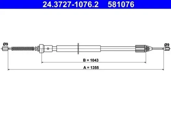 Seilzug, Feststellbremse hinten rechts ATE 24.3727-1076.2 Bild Seilzug, Feststellbremse hinten rechts ATE 24.3727-1076.2
