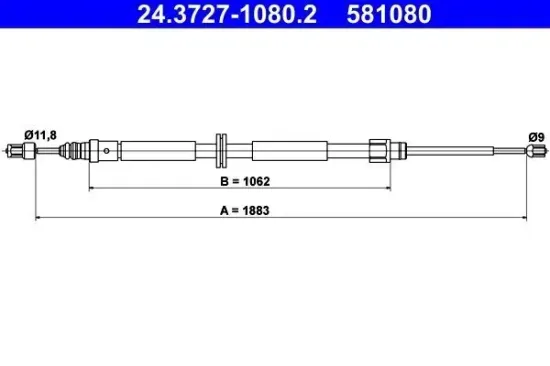 Seilzug, Feststellbremse ATE 24.3727-1080.2 Bild Seilzug, Feststellbremse ATE 24.3727-1080.2