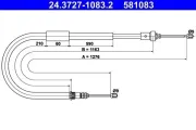 Seilzug, Feststellbremse hinten links ATE 24.3727-1083.2