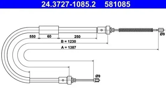 Seilzug, Feststellbremse hinten links ATE 24.3727-1085.2 Bild Seilzug, Feststellbremse hinten links ATE 24.3727-1085.2