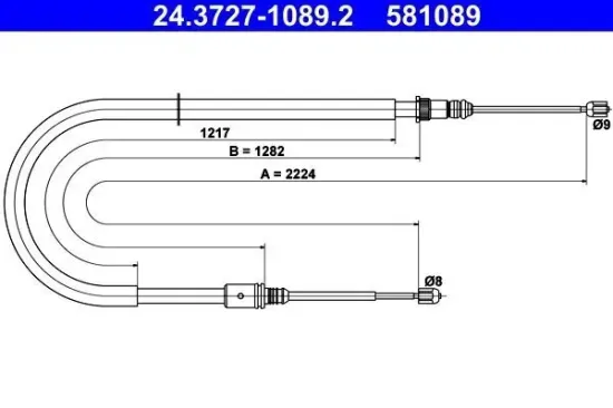 Seilzug, Feststellbremse hinten ATE 24.3727-1089.2 Bild Seilzug, Feststellbremse hinten ATE 24.3727-1089.2