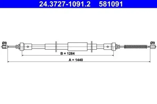 Seilzug, Feststellbremse hinten links ATE 24.3727-1091.2 Bild Seilzug, Feststellbremse hinten links ATE 24.3727-1091.2