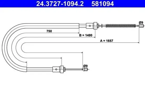 Seilzug, Feststellbremse hinten ATE 24.3727-1094.2 Bild Seilzug, Feststellbremse hinten ATE 24.3727-1094.2