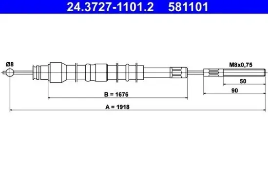 Seilzug, Feststellbremse hinten ATE 24.3727-1101.2 Bild Seilzug, Feststellbremse hinten ATE 24.3727-1101.2