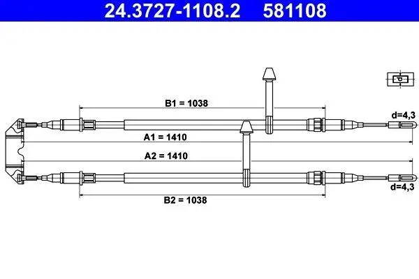 Seilzug, Feststellbremse hinten ATE 24.3727-1108.2