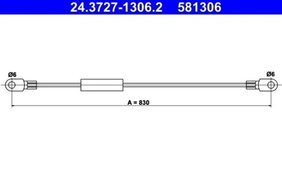 Seilzug, Feststellbremse hinten rechts ATE 24.3727-1306.2 Bild Seilzug, Feststellbremse hinten rechts ATE 24.3727-1306.2