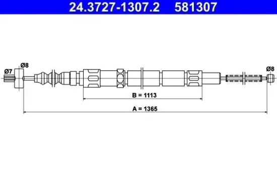 Seilzug, Feststellbremse hinten ATE 24.3727-1307.2 Bild Seilzug, Feststellbremse hinten ATE 24.3727-1307.2