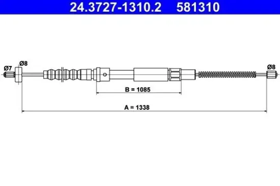 Seilzug, Feststellbremse hinten ATE 24.3727-1310.2 Bild Seilzug, Feststellbremse hinten ATE 24.3727-1310.2