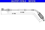 Seilzug, Feststellbremse hinten links ATE 24.3727-1316.2