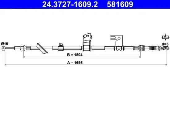 Seilzug, Feststellbremse hinten rechts ATE 24.3727-1609.2 Bild Seilzug, Feststellbremse hinten rechts ATE 24.3727-1609.2