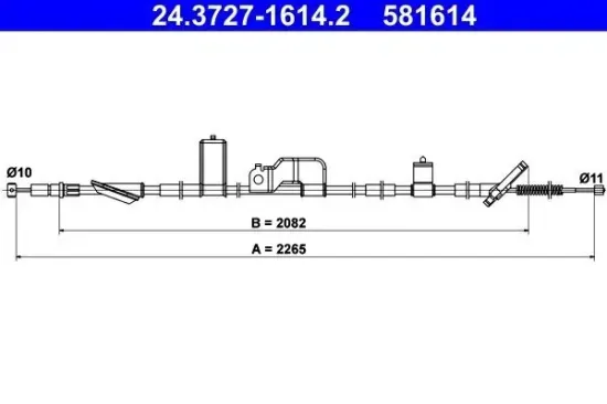 Seilzug, Feststellbremse hinten rechts ATE 24.3727-1614.2 Bild Seilzug, Feststellbremse hinten rechts ATE 24.3727-1614.2