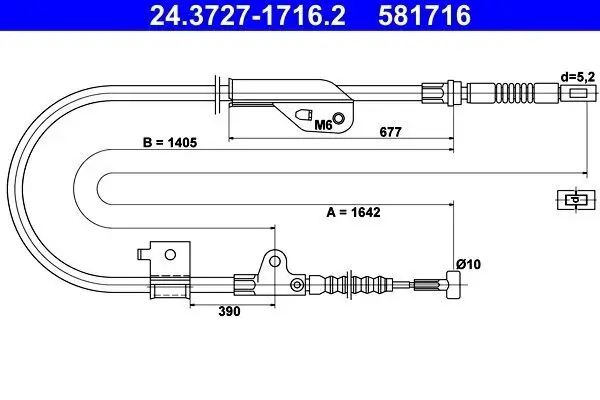 Seilzug, Feststellbremse hinten links ATE 24.3727-1716.2