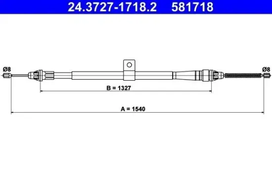 Seilzug, Feststellbremse hinten links ATE 24.3727-1718.2 Bild Seilzug, Feststellbremse hinten links ATE 24.3727-1718.2