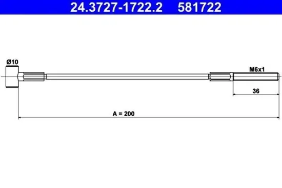 Seilzug, Feststellbremse vorne ATE 24.3727-1722.2 Bild Seilzug, Feststellbremse vorne ATE 24.3727-1722.2