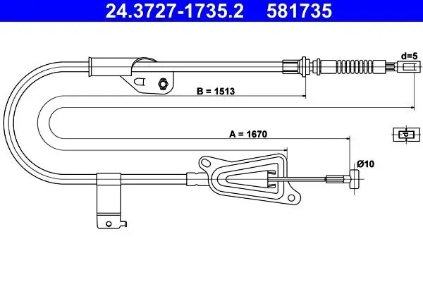 Seilzug, Feststellbremse hinten rechts ATE 24.3727-1735.2