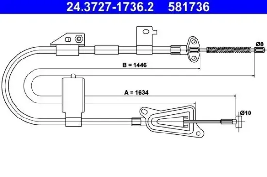 Seilzug, Feststellbremse hinten links ATE 24.3727-1736.2 Bild Seilzug, Feststellbremse hinten links ATE 24.3727-1736.2